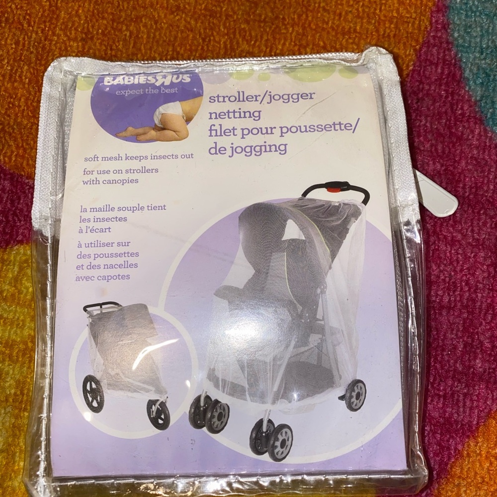 Stroller netting for child’s stroller.